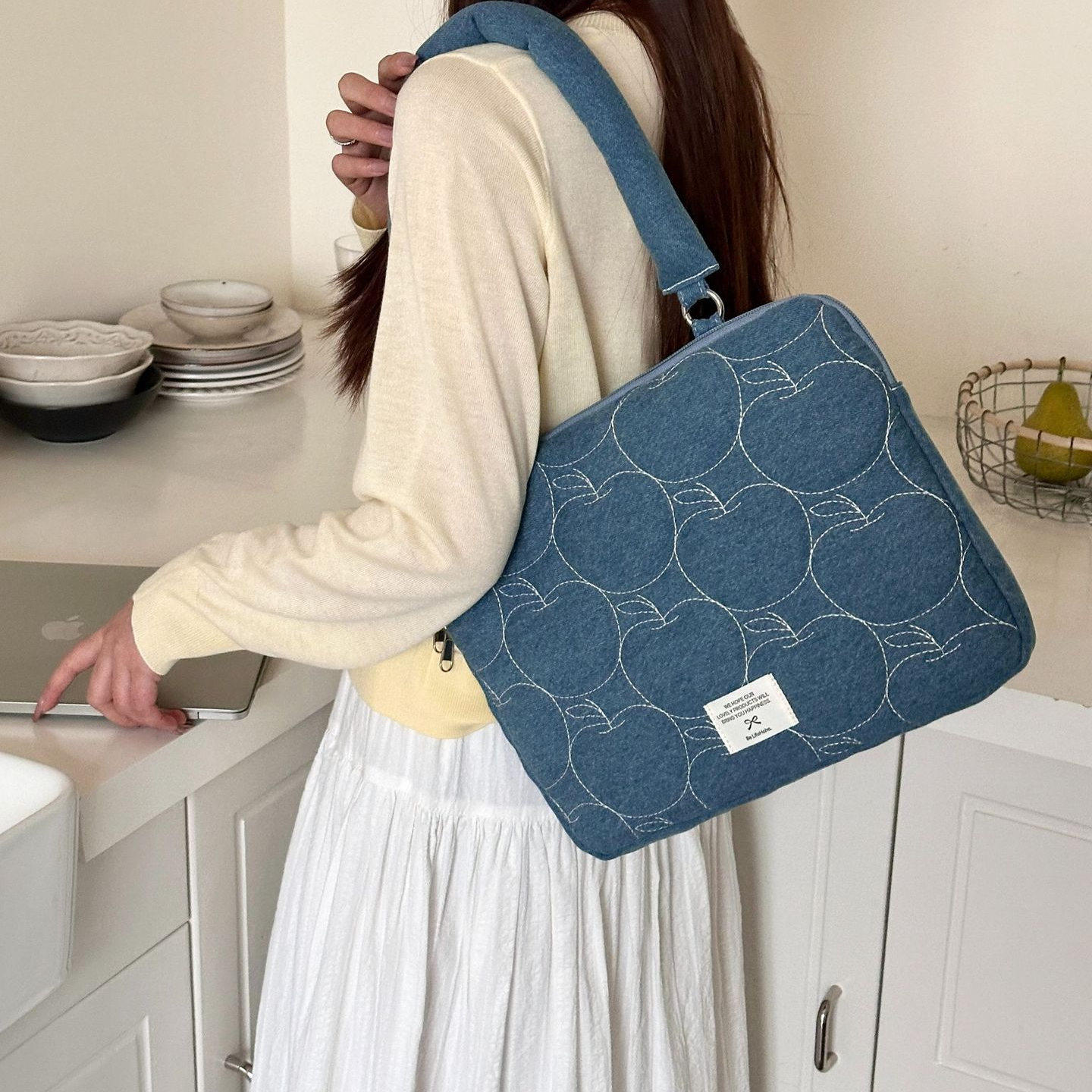 牛仔苹果笔记本电脑包适用于华为matebook14寸保护套苹果macbook15.6英寸联想小新pro16翻盖轻薄内胆包