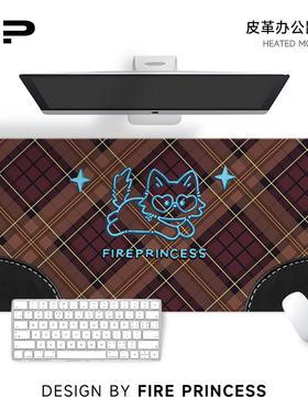 FIREPRINCESS荧光猫鼠标垫超大女生高颜值办公游戏学习防滑垫防污