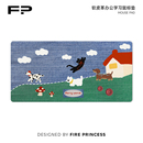 火公主复古小狗防水皮革鼠标垫超大学习办公桌面垫电脑键盘垫防污