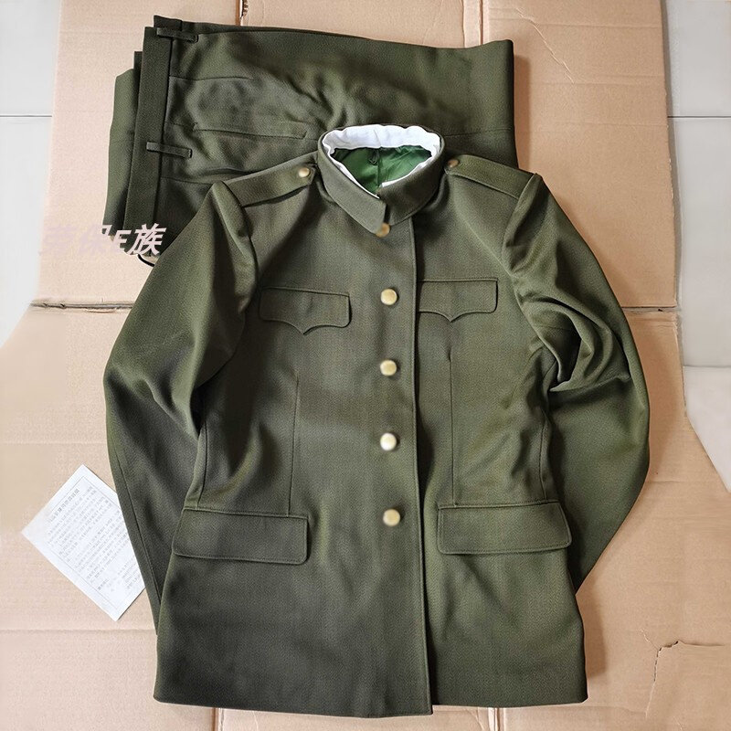 老式正规87式冬常服马裤呢绿蓝套装全毛料冬常服老干部怀旧中山装