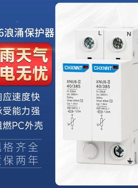 防雷浪涌保护器2P电源避雷器家用开关220v电涌模块4P40KA三相380v