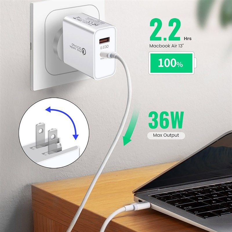 FDGAO 36W Fast USB PD Charger Quick Charge 3.0 Type C PD 3