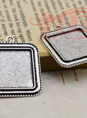 DIY饰品配件,外35x37mm贴25x25mm古银正方形底托,9元10个