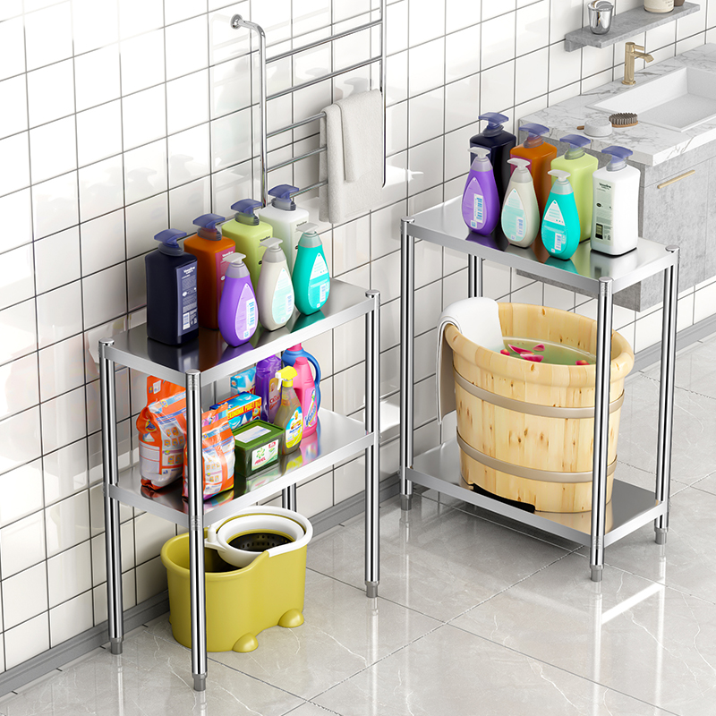 浴室不锈钢置物架二层夹缝收纳架双层落地式转角架卫生间杂物储物