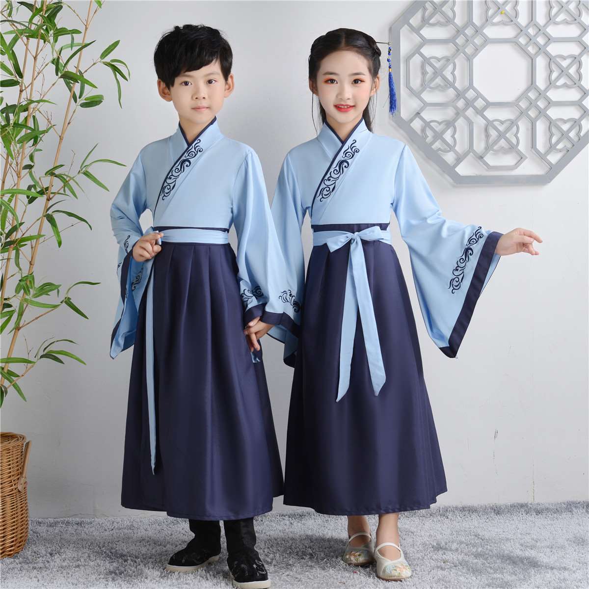 中国风汉服儿童演出服男童弟子规国服春夏女童书童表演毕业校装服