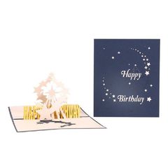 3D Happy Birthday Star Foldable Greeting Card with Envelope