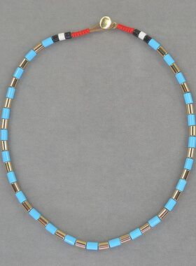 极速RA  蓝色搪瓷 金色铜珠 锁骨链 颈炼