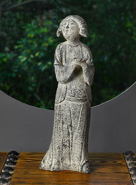 极速庭院茶室中式仿古兵马俑仕女摆件雕塑艺术博古架厨窗陈设