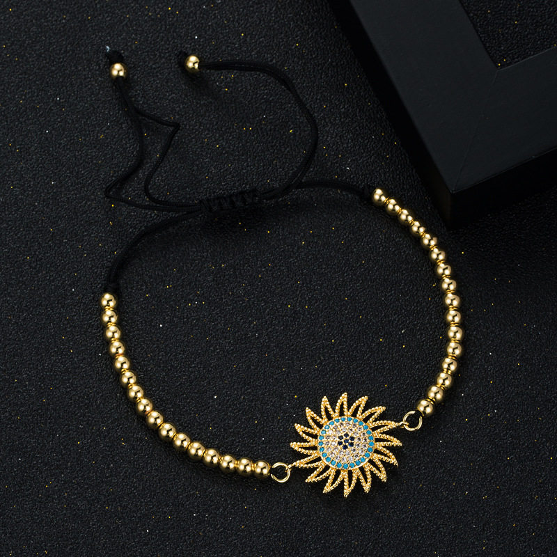 欧美跨境时尚个性创意新款铜镀真金花形手錬小众设计气质手錬配饰