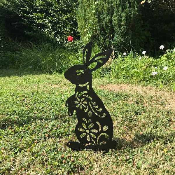 Easter Rabbit Silhouette Stake Cute Black Bunny Garden