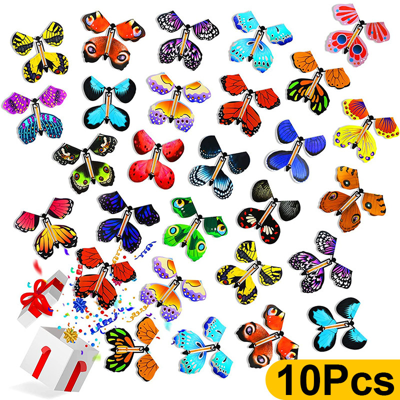 10pcs Magic Flying Butterfly Wind Up Butterfly Fairy Flying