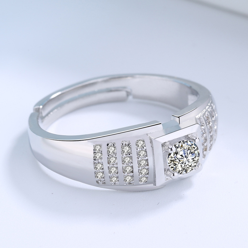 新款男士戒指饰品简约大气戒指创意百搭开口锆石戒指