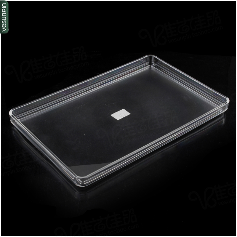亚克力托盘透明磨砂塑料盘子长方形酒店宾馆客房收纳水杯盘黑8106