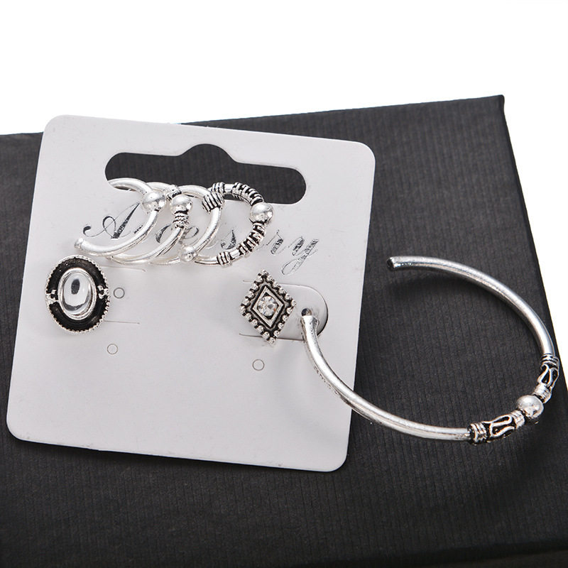 跨境 外贸欧美波西米亚镶钻C形七件套耳环套组耳钉个性配饰首饰