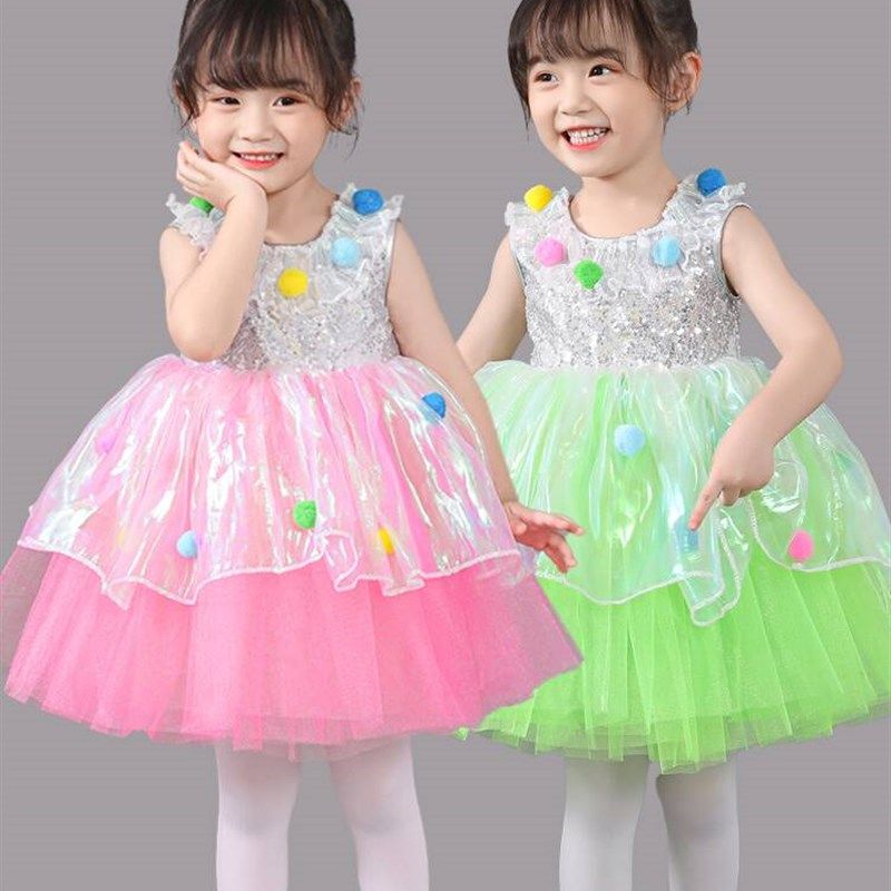 儿童演出服蓬蓬裙幼儿园六一表演服纱裙洋装舞蹈裙泡泡裙女童裙