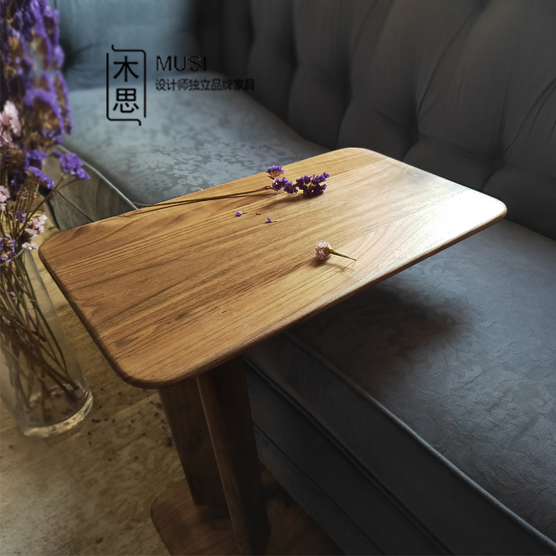 黑胡桃边几沙发小边几北欧日式简约轻奢角几客厅床头柜实木床头桌