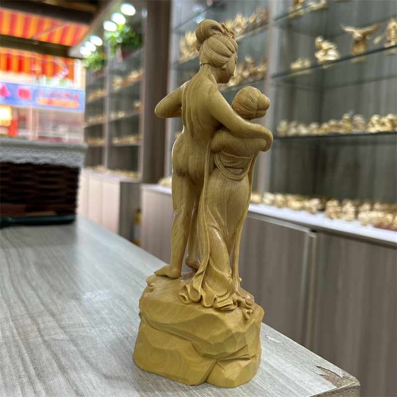 小叶黄杨木雕杨贵妃醉酒摆件实木雕刻杨玉环居家客厅电视柜装饰品