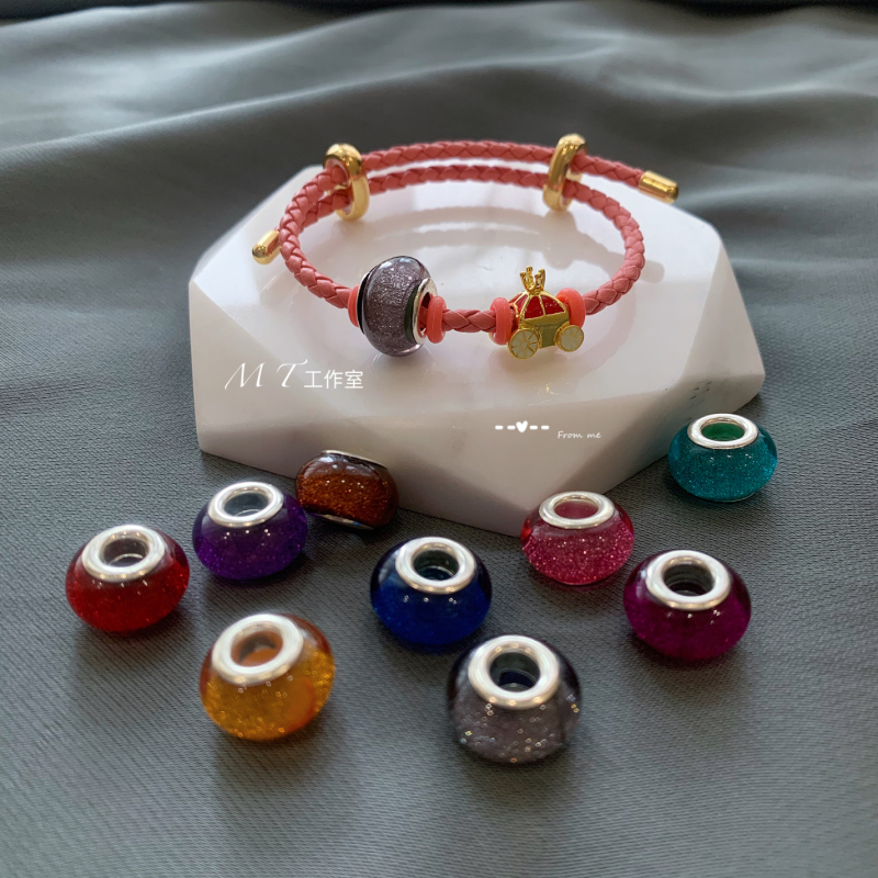 可调节钢丝绳手链可串穿3D硬金本命年红绳男女编织串珠转运珠手绳