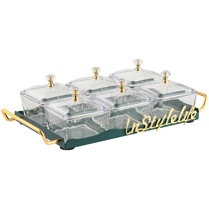 轻奢风水果盘客厅茶几家用玻璃2025新款零食干果盘分格玻璃果盘