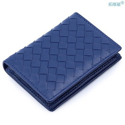 Soft Lambskin Knitting Wallet Card Holder Luxurious Hand