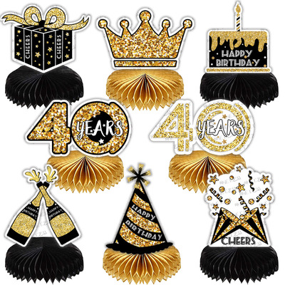 Black Gold 30 Birthday Party Honeycomb Ball Table Oranments