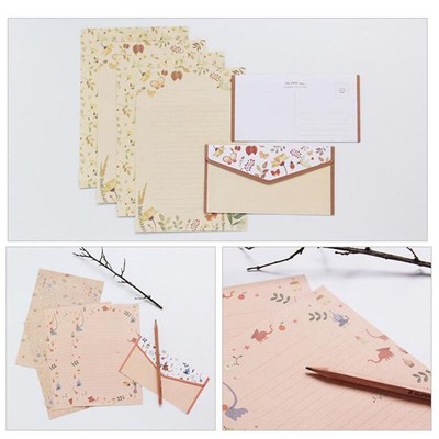 5 Sets/45pcs Flower Printing Envelope and Letter Paper Lovel