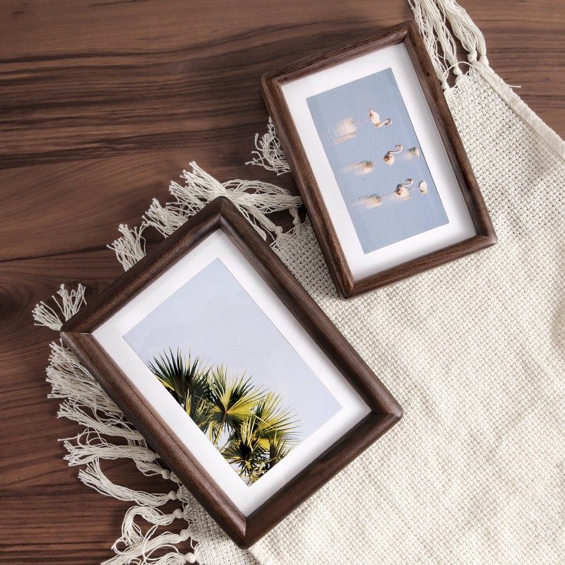 实木美式胡桃木榫卯洗照片做成相框摆台6寸7寸8寸画框架