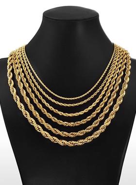 Gold Color Solid Chain Necklace Stainless Steel Link Choker