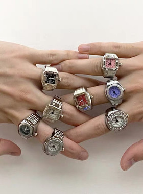 Vintage Rings Punk Elastic Sretchy Quartz Watch Rings for Wo