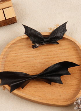 Bat Hairpin for Girls Halloween Dark Style PU Decor Side Hai