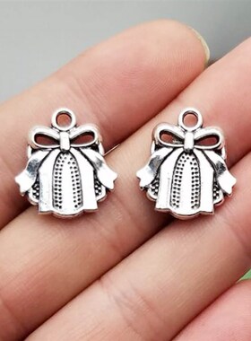 DIY饰品配件,19x17mm古银色耶诞礼盒吊坠,5元20个