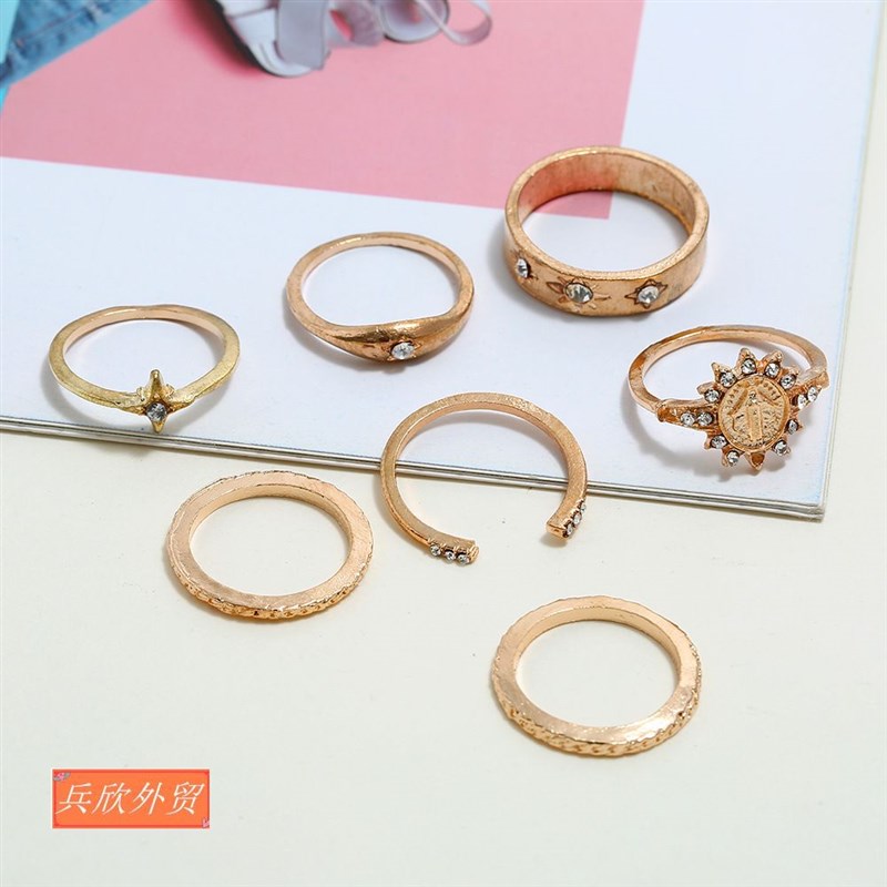 Retro Pattern Ring Stacking joint 7 piece set ring Jewelry