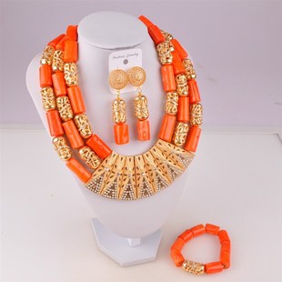 coral nigeria orange jew necklace african beads 极速splendid