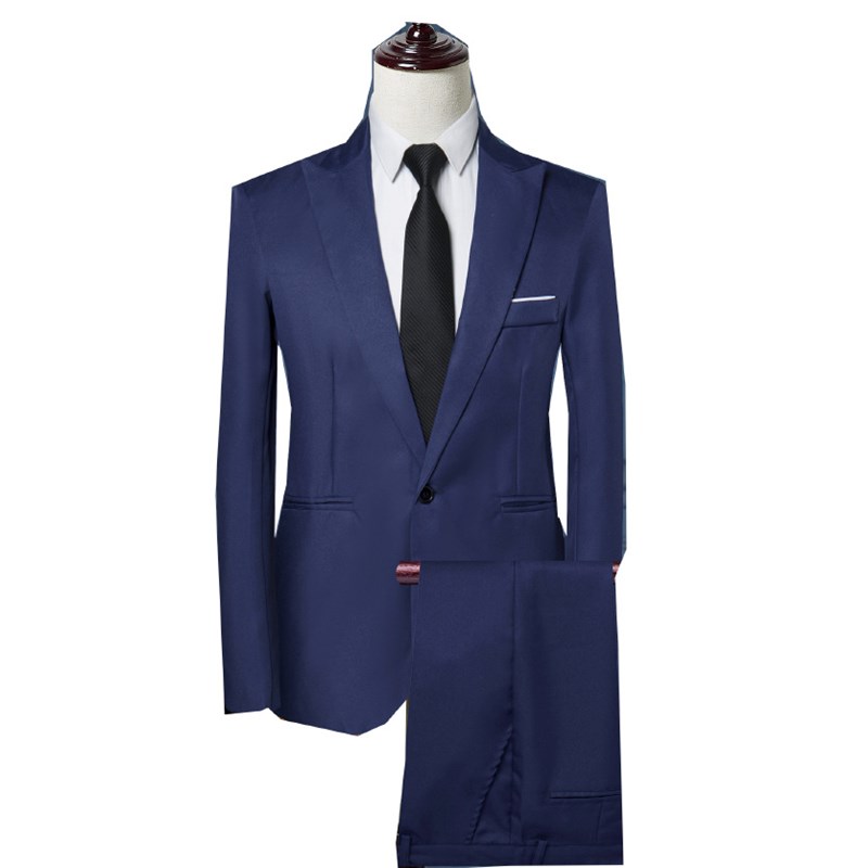Mens suit solid color business casual suit set