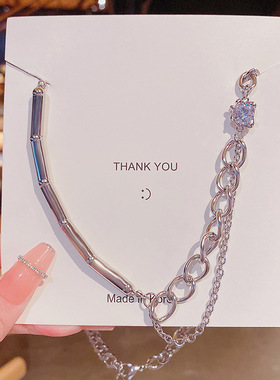 ins网红同款嘻哈风超酷男女钛钢项链个性时尚设计感秋冬款毛衣链