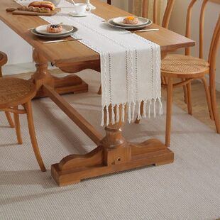 Rustic Table Runners with Handmade Tassel, Vintage Woven