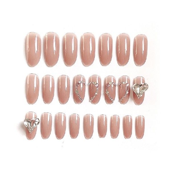 24pcs Peach Love Wear Long Paragraph Fashion Manicure Patch