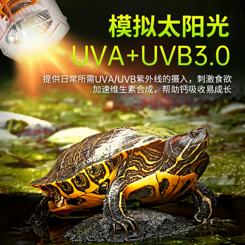 新品乌龟晒背灯用品uvb灯加热灯乌龟灯uva爬宠灯陶瓷全光谱太阳灯