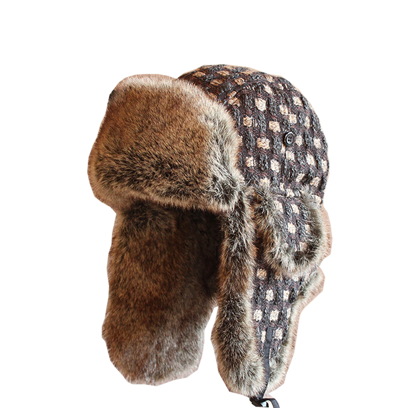 B-8483 Mens Bomber Hats Russia Trapper Ushanka Hats Ear Flap