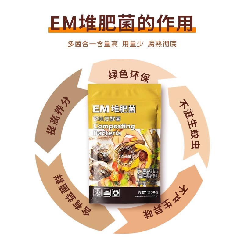 em堆肥发酵菌肥室内外厨余沤肥家用农用花卉绿植盆栽种植专用机肥