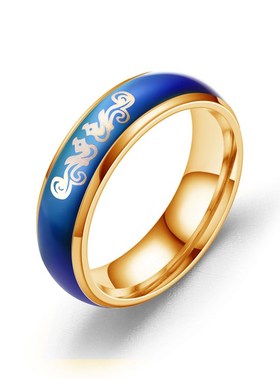 民族风新款凤求凰不锈钢赶温变色情侣戒指男女简约学生纪念礼物