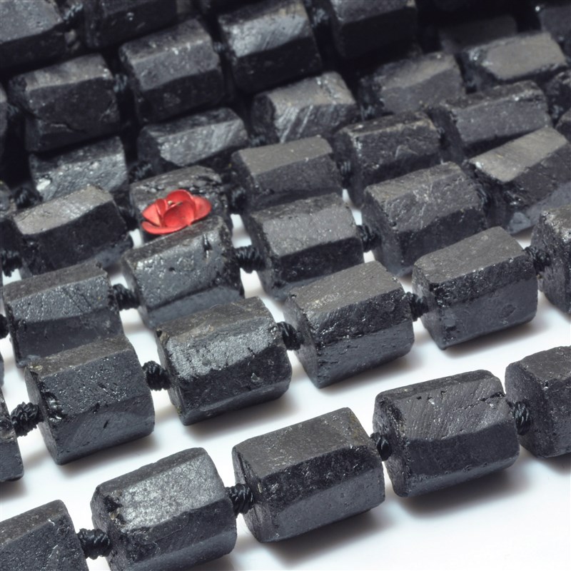 黑碧玺天然散珠粗麪不定形方块首饰配珠手錬女项链耳环手串材料