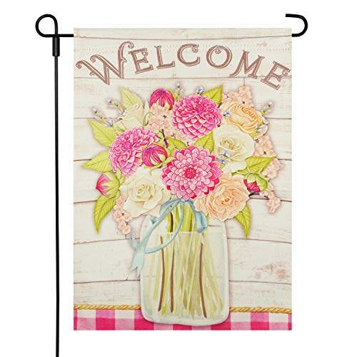 LAYOER Summer Garden Welcome Flag Flowers Flags Yard