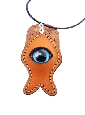琦诺夏季热带风情项链爱情鱼恶魔之眼手工牛皮颈链时尚蜡绳项饰