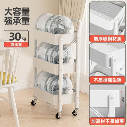 可折叠小推车零食多层置物架落地卧室书架家用厨房可移动收纳架子