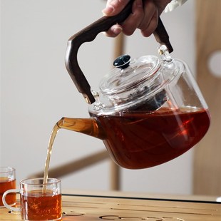 家用高硼硅耐温蒸煮茶壶电陶炉套装 百福祥纯手工制作玻璃提梁壶