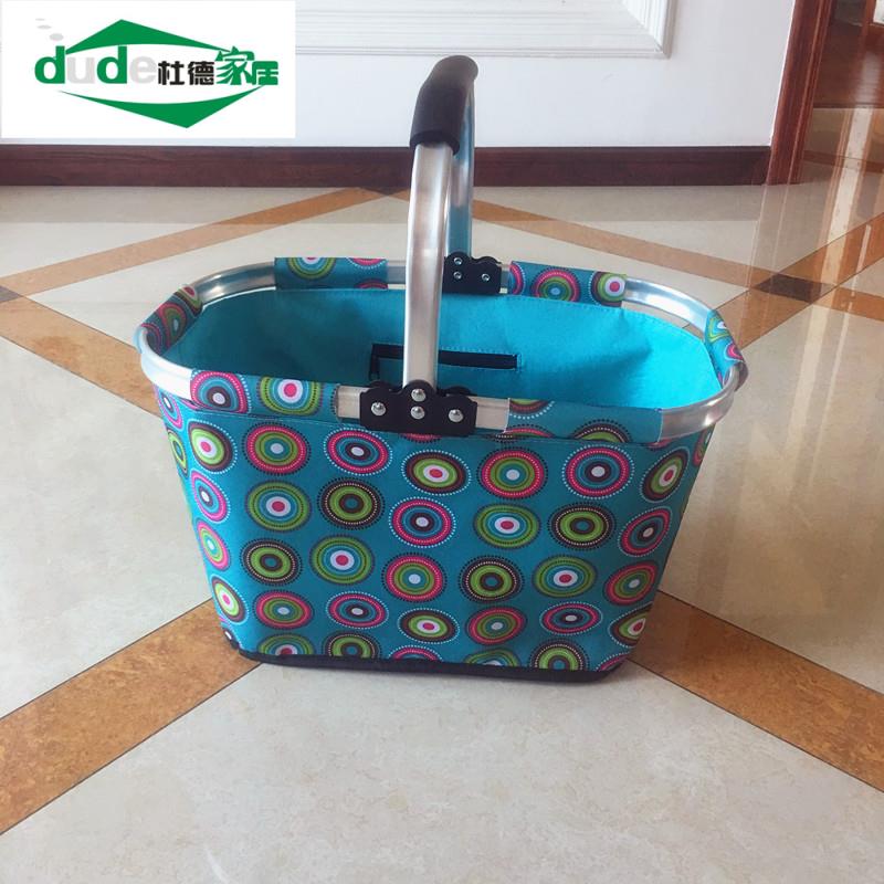 2019菜篮子野餐手提篮便携环保野餐篮帆布牛津布购物篮可折叠买菜