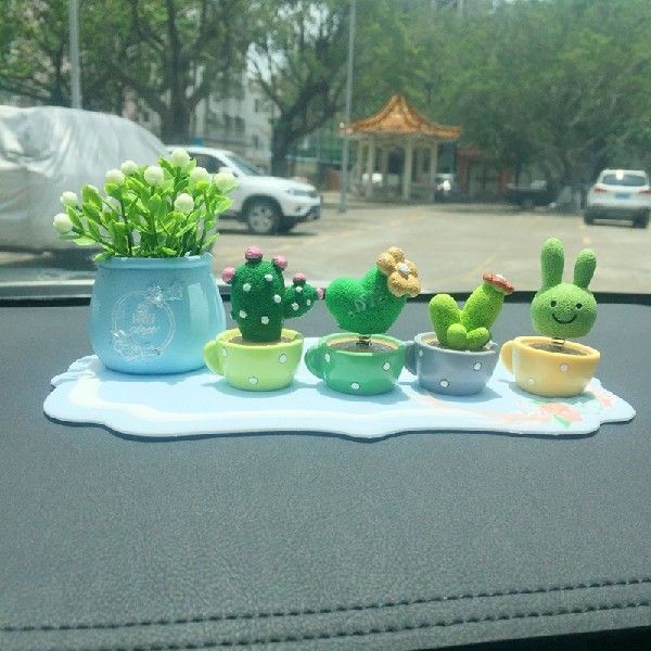 Moving Head Cactus Car Decorations Cute Gift for Girl Woman