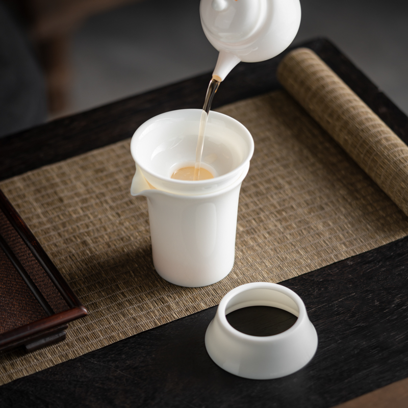 羊脂玉白瓷茶漏滤茶器茶叶过滤滤茶器茶水分离茶隔茶具配件