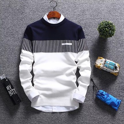 Sweater Mens Winter Pullover Men 2021 Autumn Slim Fit Strip